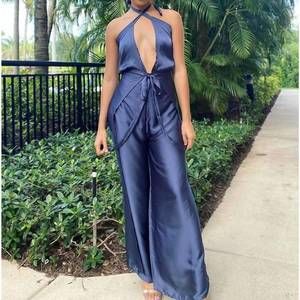 NEW BALIAWEAR jumpsuit wrap pants in steel blue